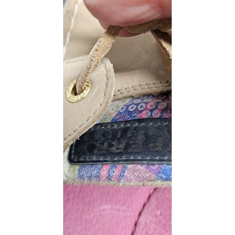 Sperry top sider  Ellis boat shoe w/sequins‎ leather upper Sz 9M